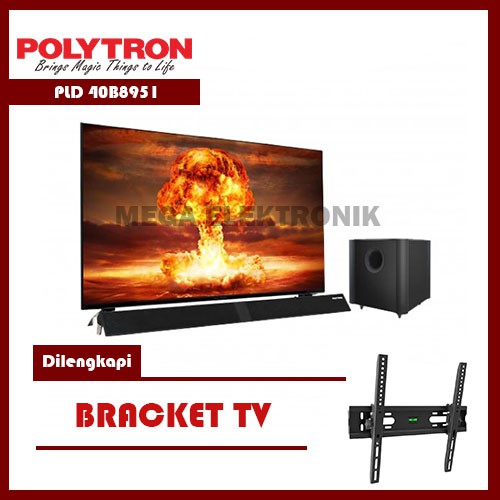 POLYTRON PLD 40B8951 LED TV 40 inch Cinemax Soundbar Frameless Dilengkapi Bracket