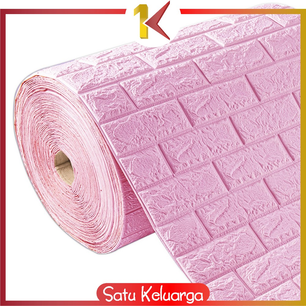 SK-C211 Wallpaper Dinding Foam 3D 20 METER / Wall Stiker Dinding Motif Bata / Walpaper Dinding Kamar-PINK