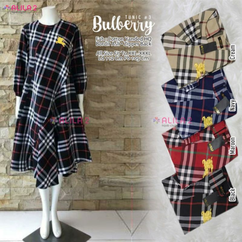BURBERYLONG TUNIK / TUNIK MOTIF ORI ALILA / TUNIK MURAH BERKUALITAS / BISA COD