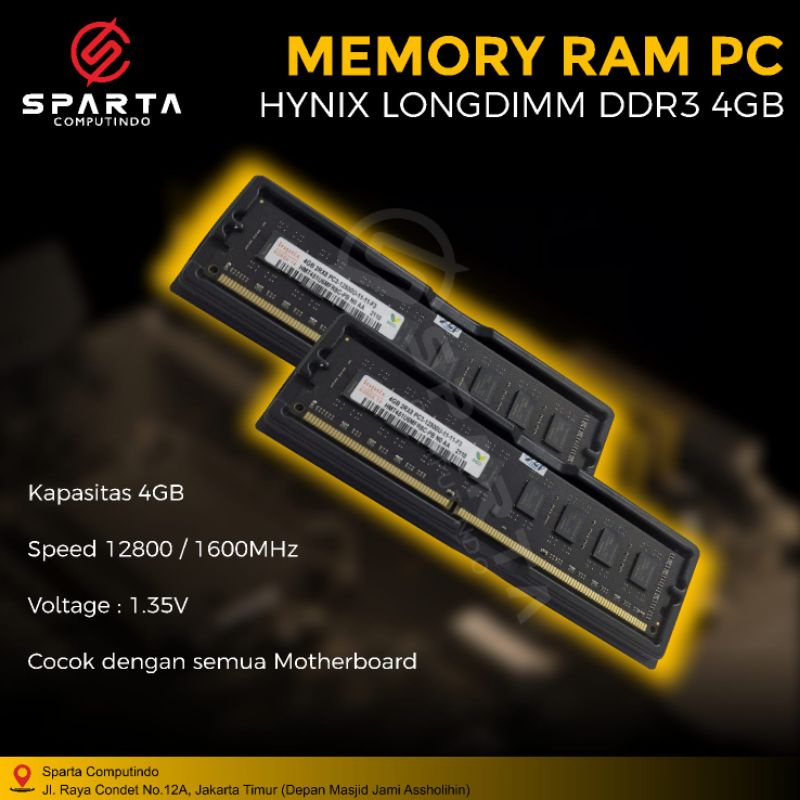 Ready Memory Ram Pc 4 GB DDR 3 Hynix New Garansi 1 Tahun