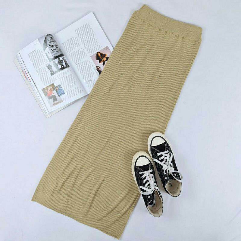 Promo!! Rok rajut span/ Rok Rajut/ROK SPANN RAJUT/ROK RAJUT PREMIUM/ROK WANITA/ROK PANJANG/-cream