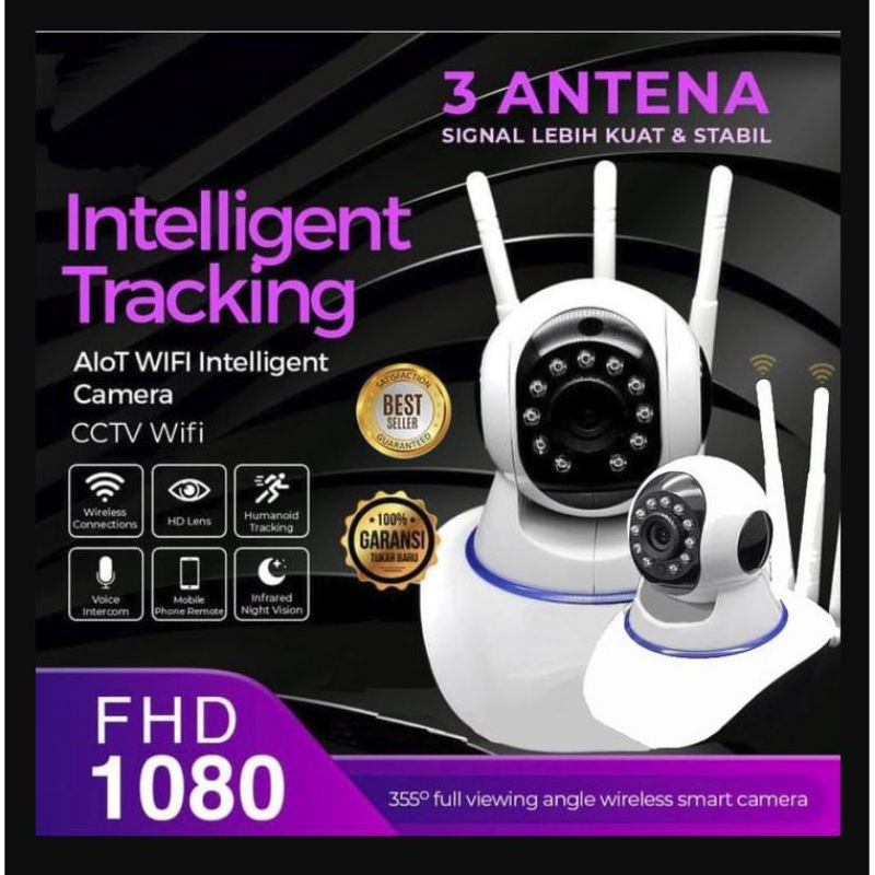 IP Cam V380 1080p HD Kamera Pengintai CCTV Wireles Wifi 3 Antena Camera - CCTV Pemantau Bayi Anak Night Vision - CCTV IP CAM 3 Antena