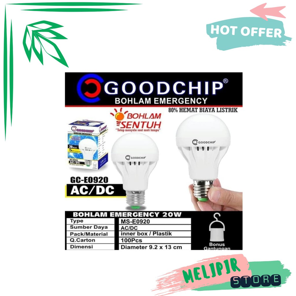 BOHLAM EMERGENCY- GOODCHIP 20 WATT BOHLAM LED LAMPU EMERGENCY 20 WATT