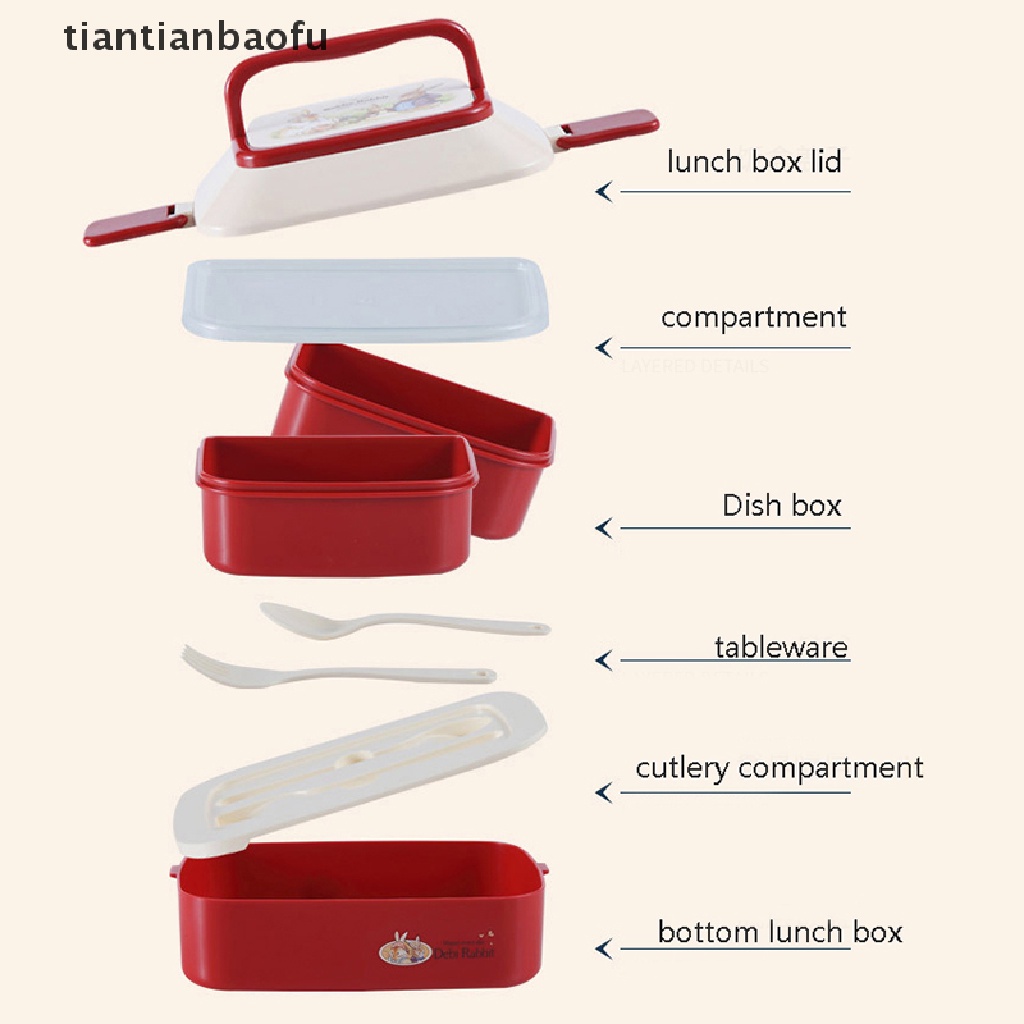 Kotak Makan Siang Bento Portabel Bahan Plastik Untuk Piknik