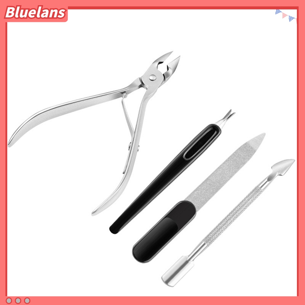 Bluelans 4Pcs / Set Gunting Kuku Kutikula / Kulit Mati Bahan Baja Untuk Manicure