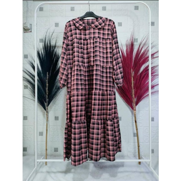 Midi Dress Kotak Pink