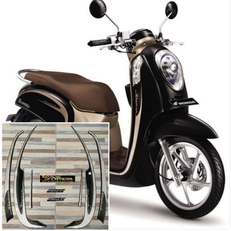 striping original Honda Scoopy stylish hitam tahun 2013 2014