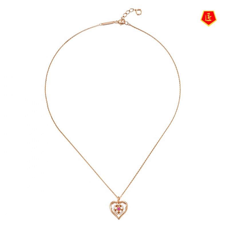 [Ready Stock]Heart-Shaped Pendant 18K Rose Gold Elegant Fashion