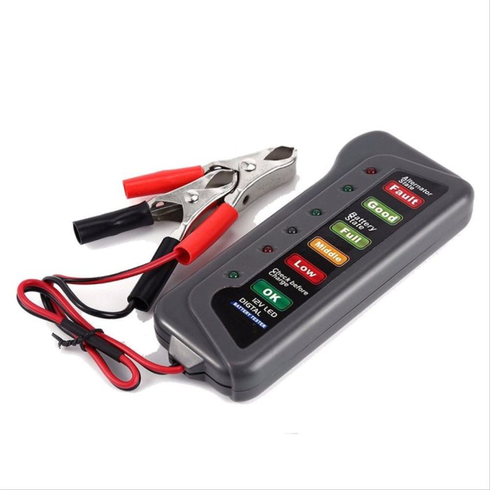 Alat Test Battery Aki dan Dinamo Dengan 6LED Indicator Display 12V Mobil dan Motor