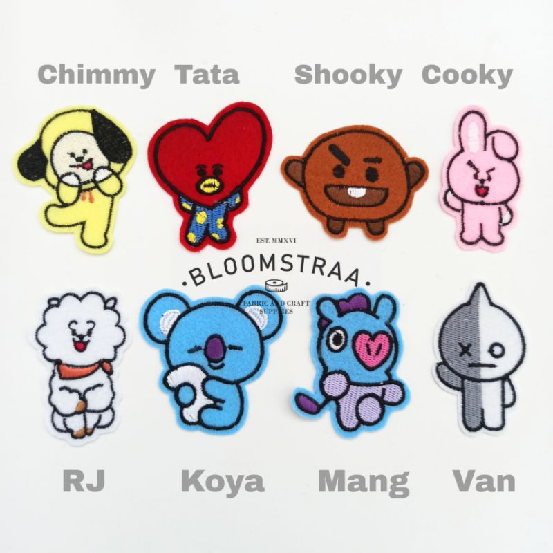 Patch Bordir BT21 BTS Embroidery BTS Emblem BT 21 Aplikasi Jahit Bordir