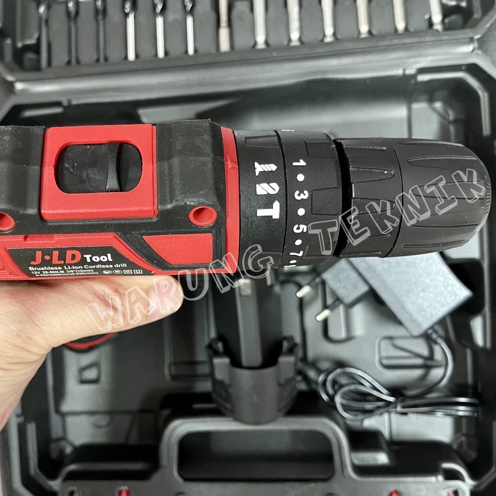 JLD BRUSHLESS CORDLESS DRILL MESIN BOR 2 BATERAI 12 VOLT BISA BOR KAYU BESI TEMBOK