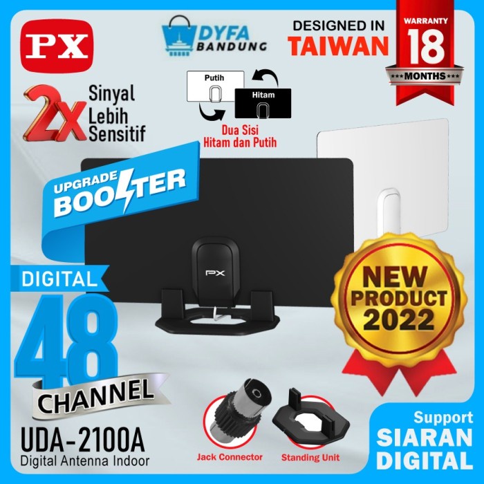 Antena TV Digital Analog Indoor Dinding DVB-T2 + Booster PX UDA-2100A