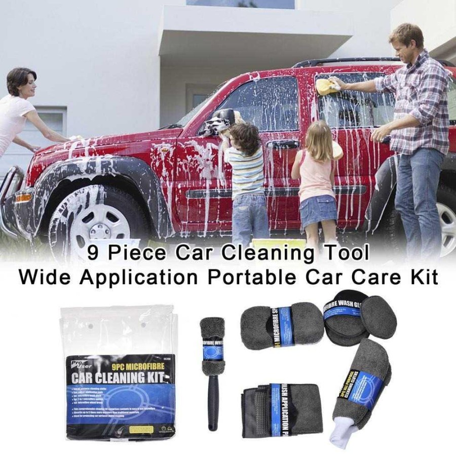 Car Wash Cleaning Kit Spons Cuci Mobil 9 PCS - CC200 - Gray