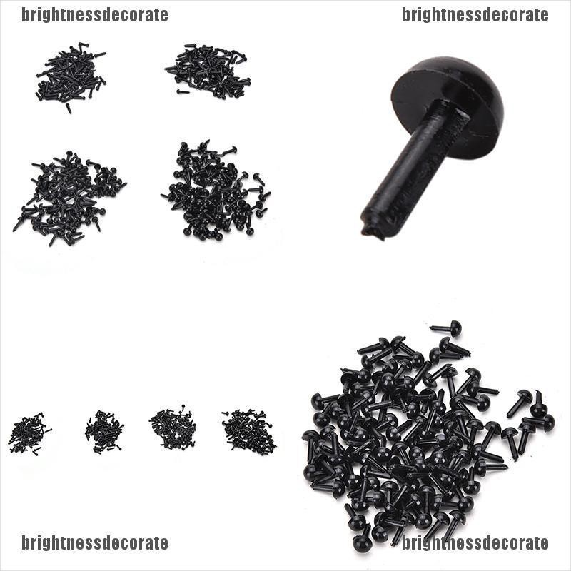 brigid Set 100Pcs Tusukan Mata Warna Hitam Bahan Plastik untuk Boneka Beruang, 4 Ukuran