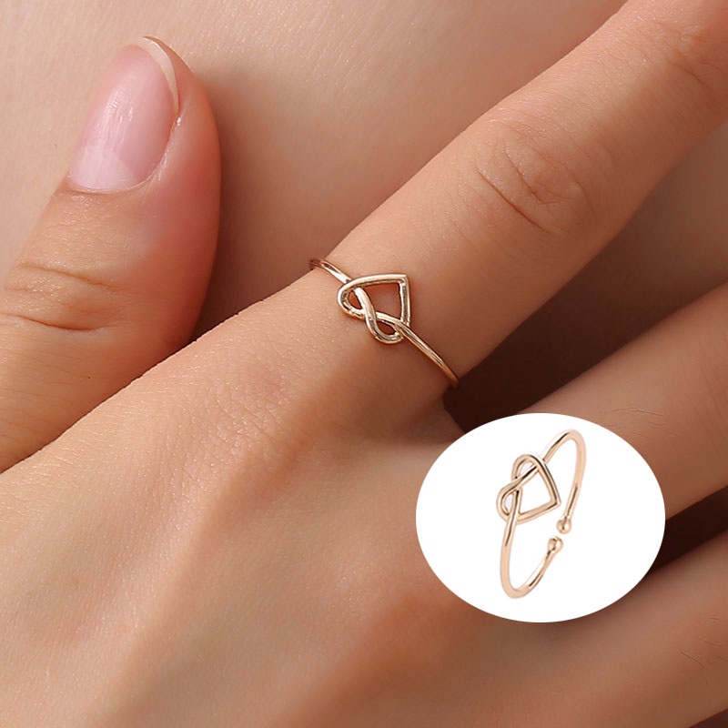 【Ready stock】cincin wanita korea murah cinta Berongga Disesuaikan Tiga Dimensi anak perempuan cincin fashion simple COD