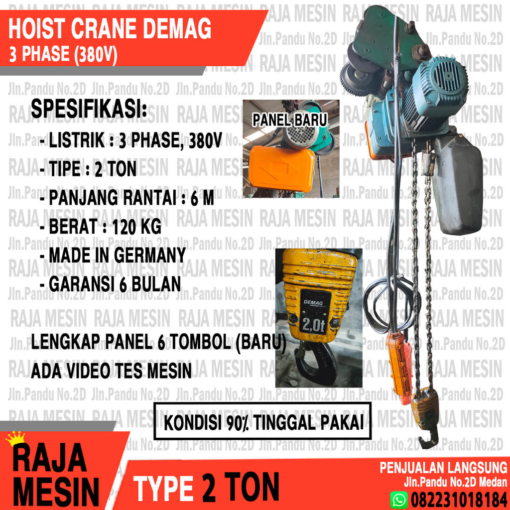 Hoist Crane DEMAG 2 TON (BEKAS) Chain Hoist Listrik Jerman