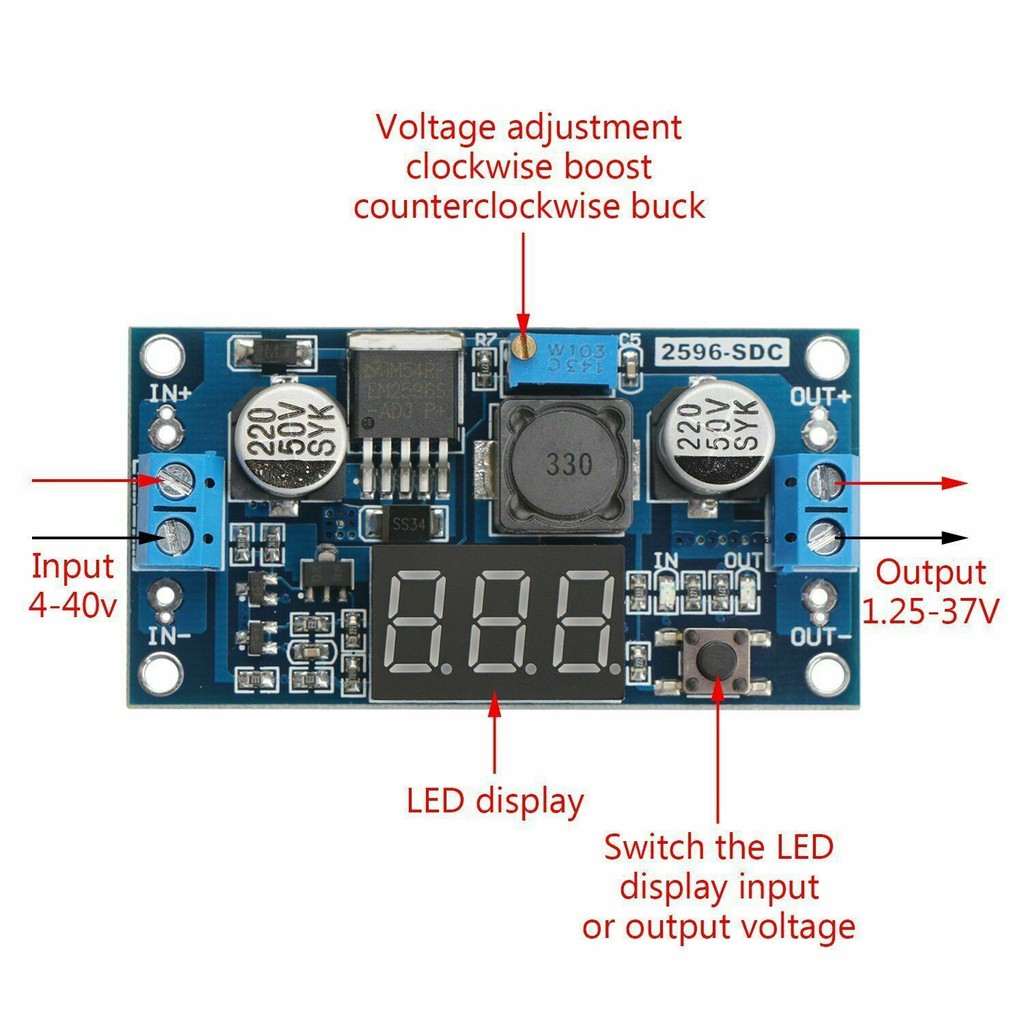 LM2596S Buck Converter DC to DC Step Down Power Module Voltage Regulator Stabilizer Tegangan DC