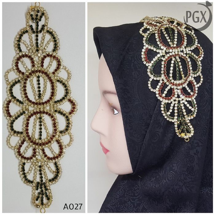 Headpiece Bros Kepala Hijab Rambut Aksesoris Mewah Hiasan Jilbab A027
