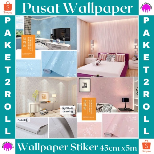 COD - WALLSTIKER PAKET 2 ROLL ( BUY 1 GET 1 FREE ) WALLPAPER DINDING PREMIUM HIGH QUALITY MOTIF ELEGANT / WALLPAPER 3D RUANG TAMU / KAMAR TIDUR CUTEE !!!!