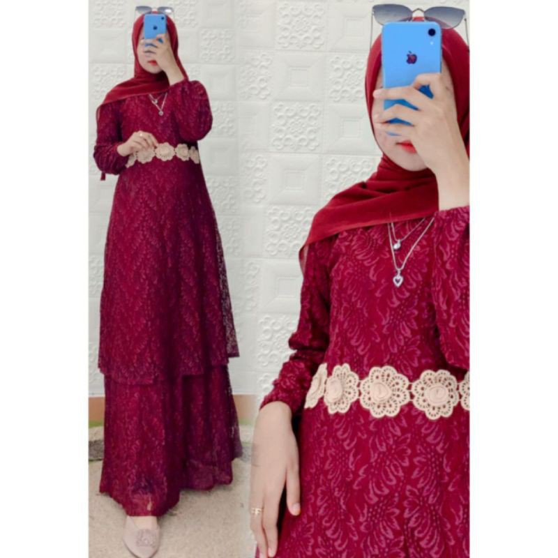 GAMIS MALAYSIA BROKAT RENDA DADA LD 100,110,120CM