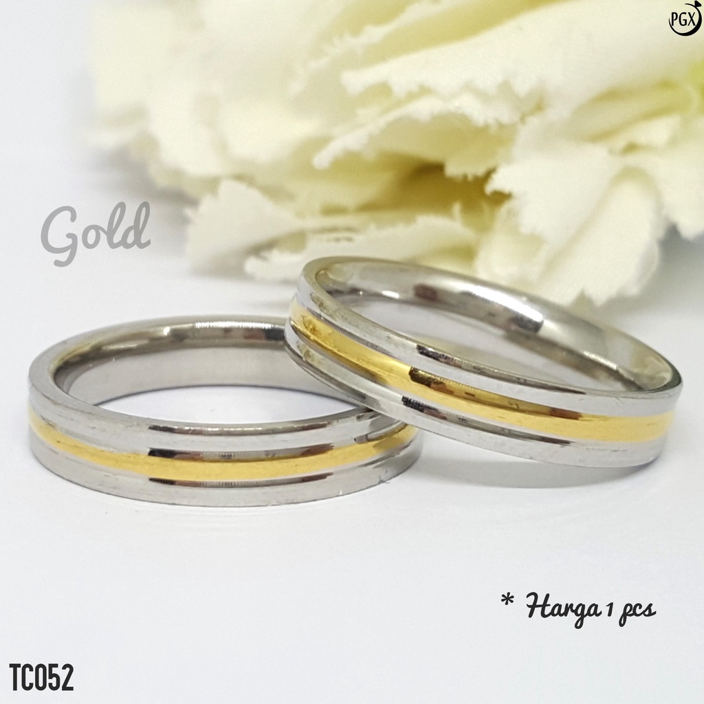 PGX Cincin Titanium Couple Silver Tunangan Aksesoris Fashion Perhiasan Anti Karat - TC052