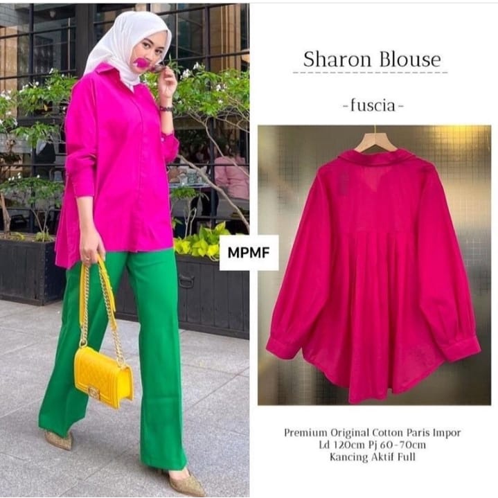 Sharon Bluse Bahan Katun - BAJU BLOUSE WANITA JUMBO BIG SIZE TO XXXL - ATASAN LENGAN PANJANG