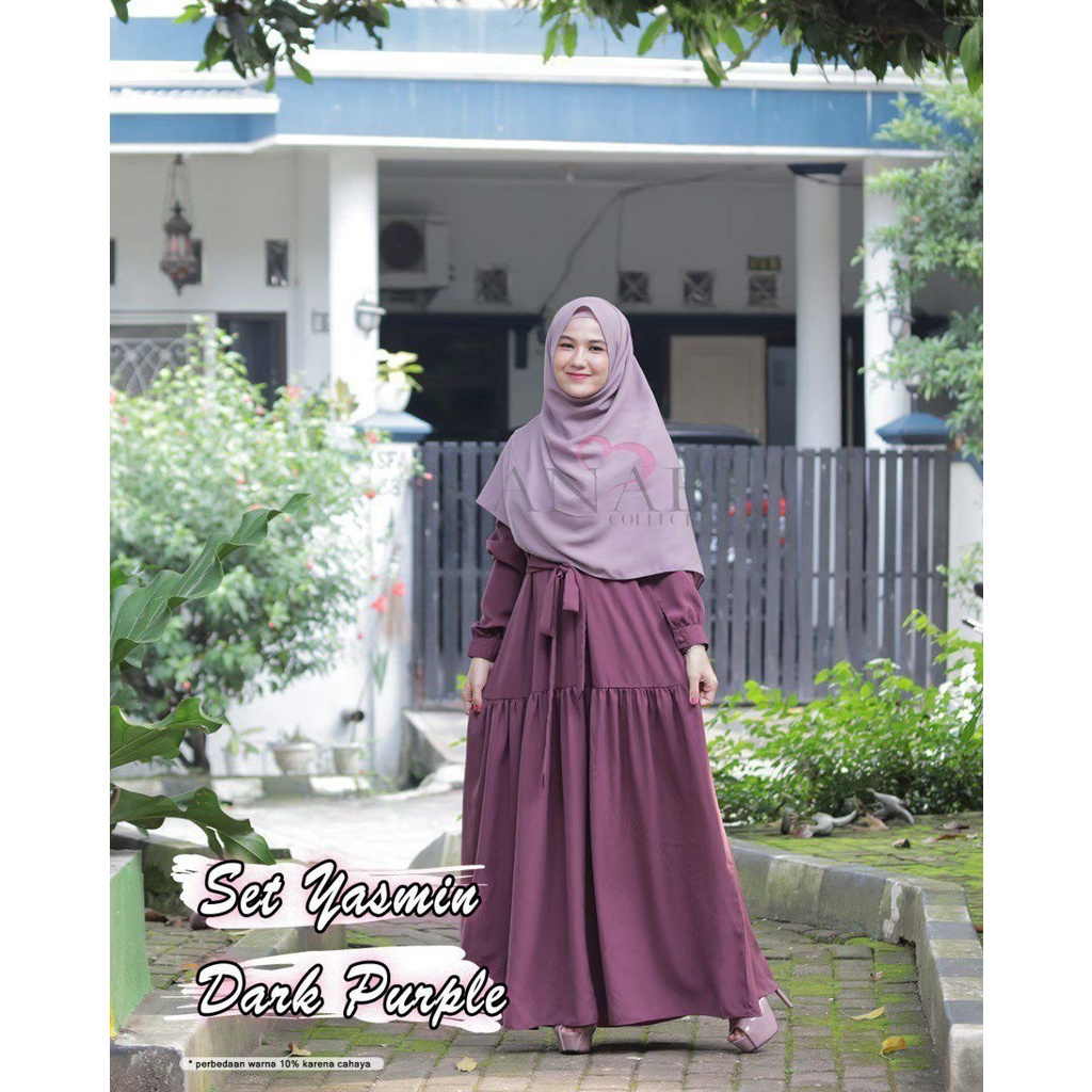 GAMIS Set Pashmina Dark Purple Yasmin Series Nanabi Collections