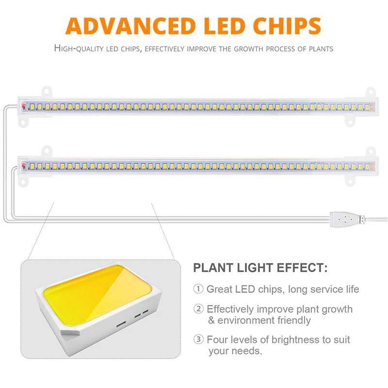 Lampu Tanaman LED Light Strip Grow Full Spectrum Timer Lamp Hias Ruangan Pencahayaan Tumbuhan 2PCS