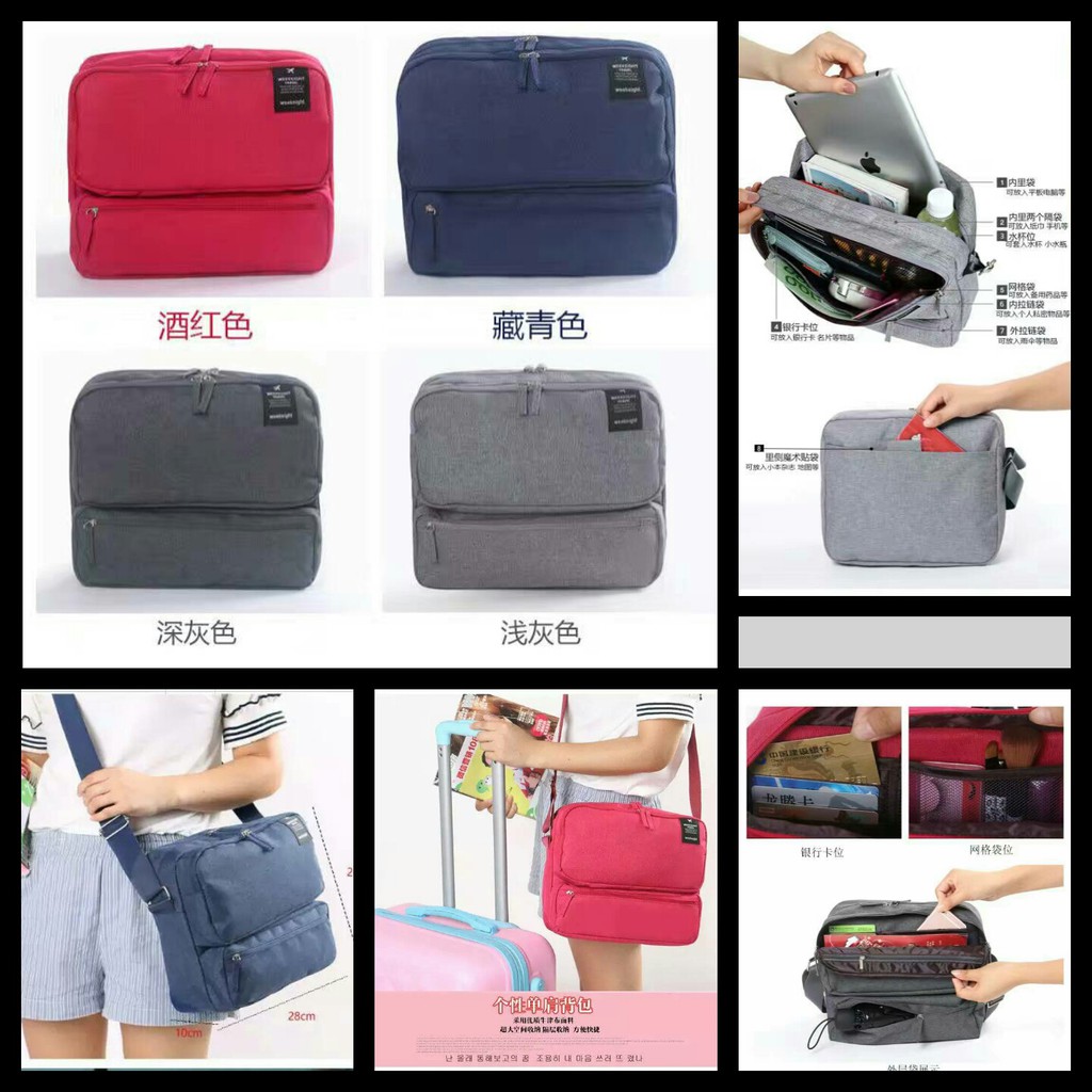 Tas selempang serbaguna ipad hp dompet sekat kecil waterproof pria wanita