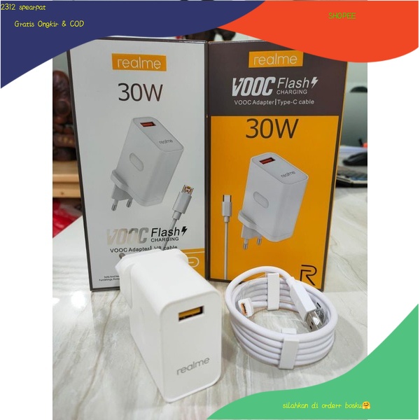 TC/CHARGER VOOC 30W REALME C11/C12/C15/C20/C21/C25 ORI 99.9% SUPPORT FLASH CHARGER