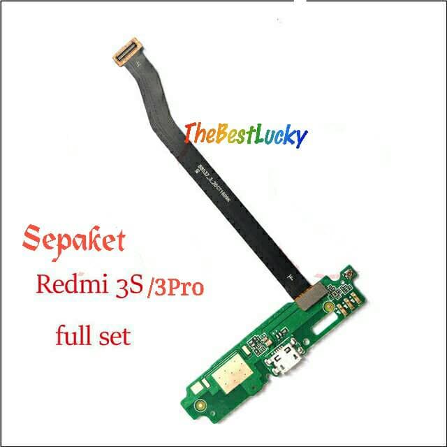 Sepaket Flexible Charger Mic + Flex Main Board Xiaomi Redmi 3 Pro Original