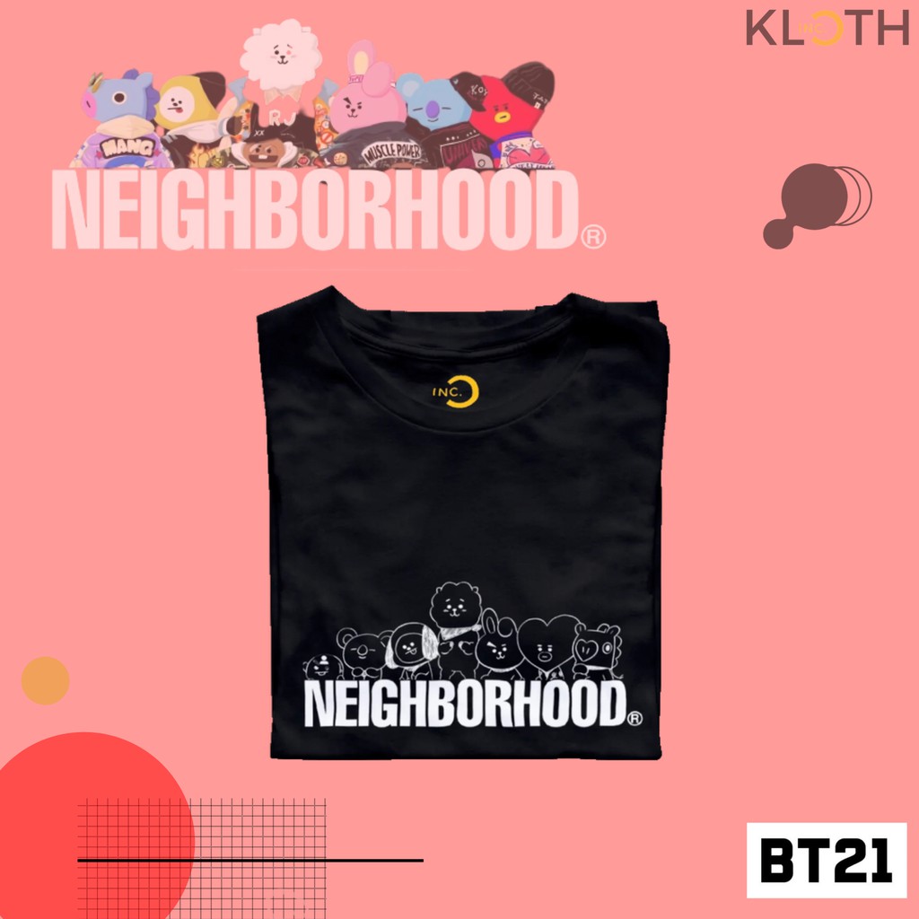 Kaos BT21 x Neighborhood Cotton Combed 24s Premium Unisex Dewasa dan Anak