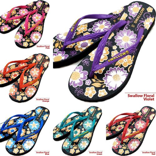 Sandal Jepit Wanita Swallow Floral Motif Bunga Original