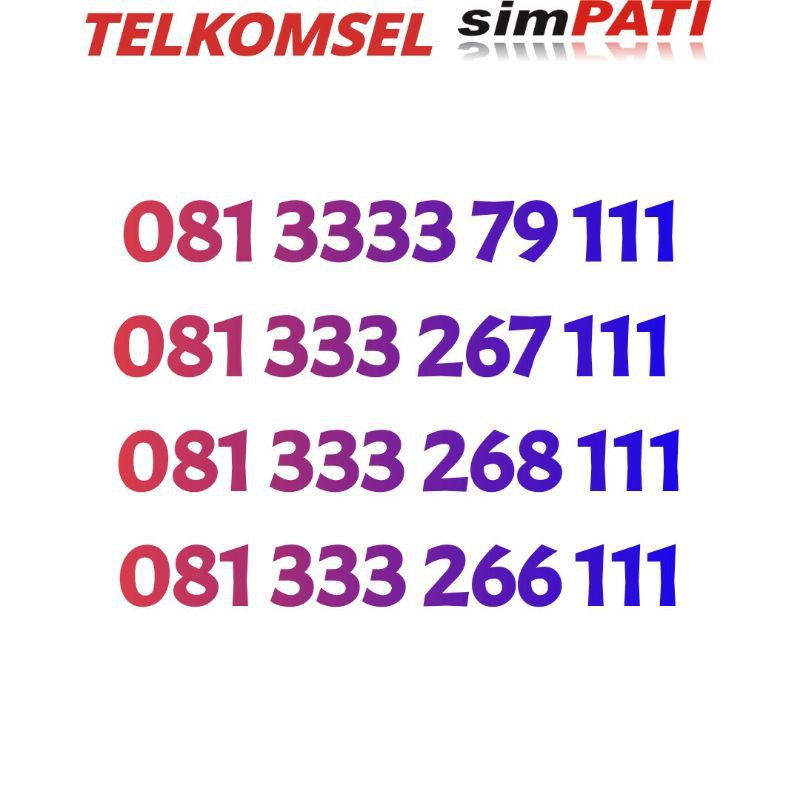 nomor cantik telkomsel simpati tripel 333 xxx 111