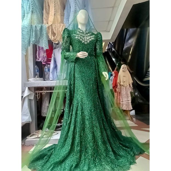 GAUN WEDDING BALERO | GAUN JUBAH|BAJU WEDDING BEREKOR | GAUN MEWAH  FUL PAYET | GAUN MODERN/