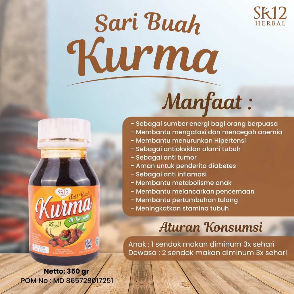 

SARI BUAH KURMA AL BAROKAH SR12 / SARI KURMA ASLI / MENINGKATKAN STAMINA TUBUH / MENCEGAH ANEMIA