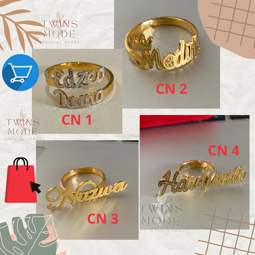 Cincin Unik Bisa Cetak Nama Mewah Elegan Harga Terjangkau Free Box Perhiasan