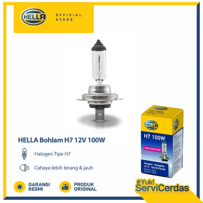 Lampu Mobil Hella Bohlam Halogen H7 12V 100W 1pcs - Bohlam mobil