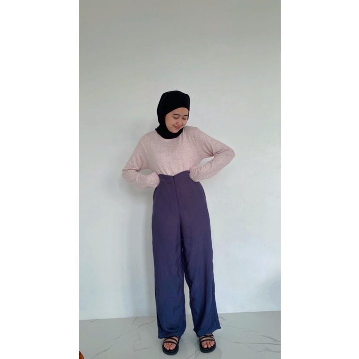 Hanin Kulot Rayon Polos Highwaist Standar