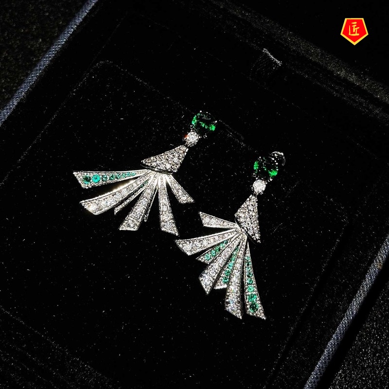 [Ready Stock]Fashion Luxury 925 Silver Emerald Earrings