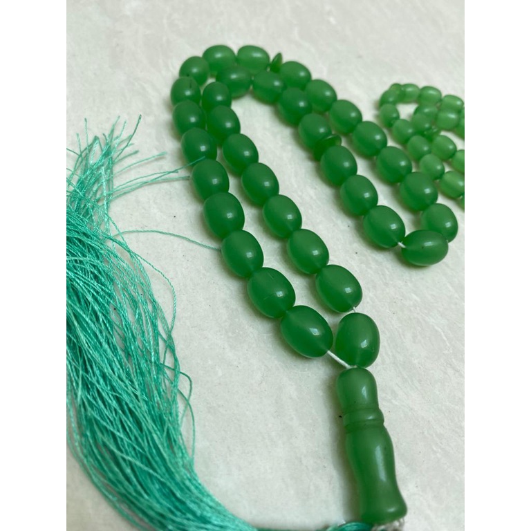 TASBIH TASBEH BATU GIOK HIJAU PREMIUM 33 BUTIR 8 MM DAN 5 MM