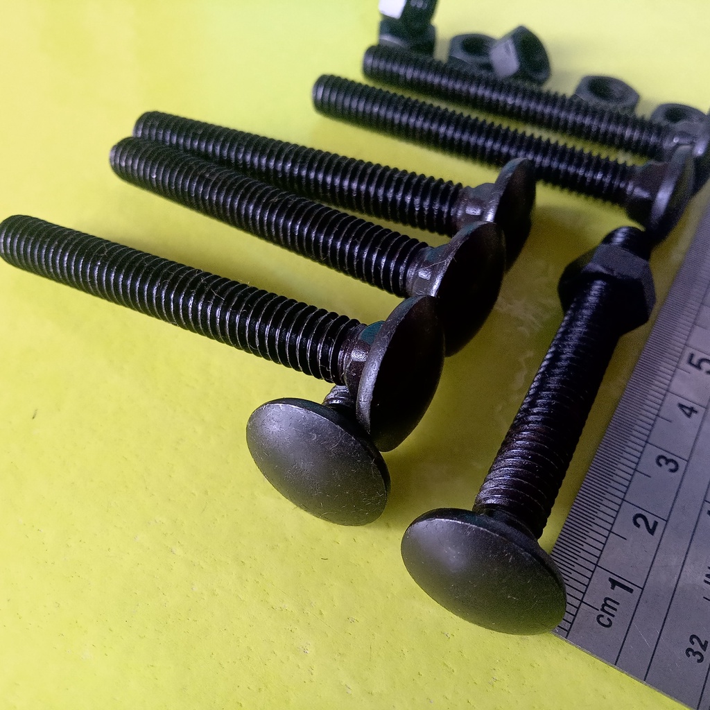 BAUT MUR CB 5/16 x 2 1/2" INCHI / BAUT M8 PANJANG 6CM / BAUT 13 KUNCI 13 HITAM BAUT PAYUNG BUMPER CA