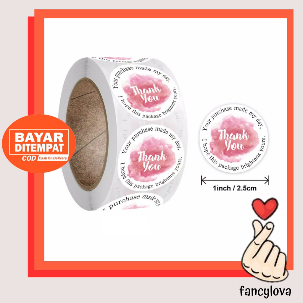 

Sticker Thank You Pink Watercolor Stiker Segel Import Fancylova