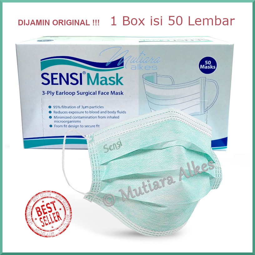 SENSI Mask Earloop Surgical - Masker Bedah SENSI 3ply - Karet (Selip Kuping)