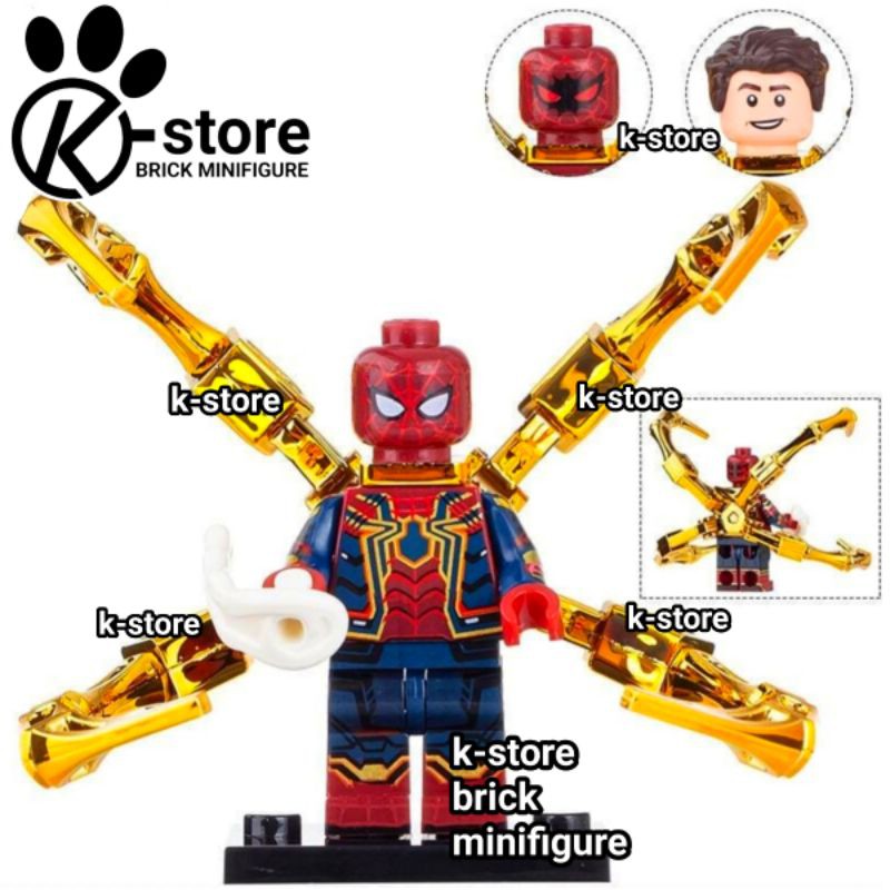 lego spider-man spiderman iron spider endgame gold chrome arms minifigure