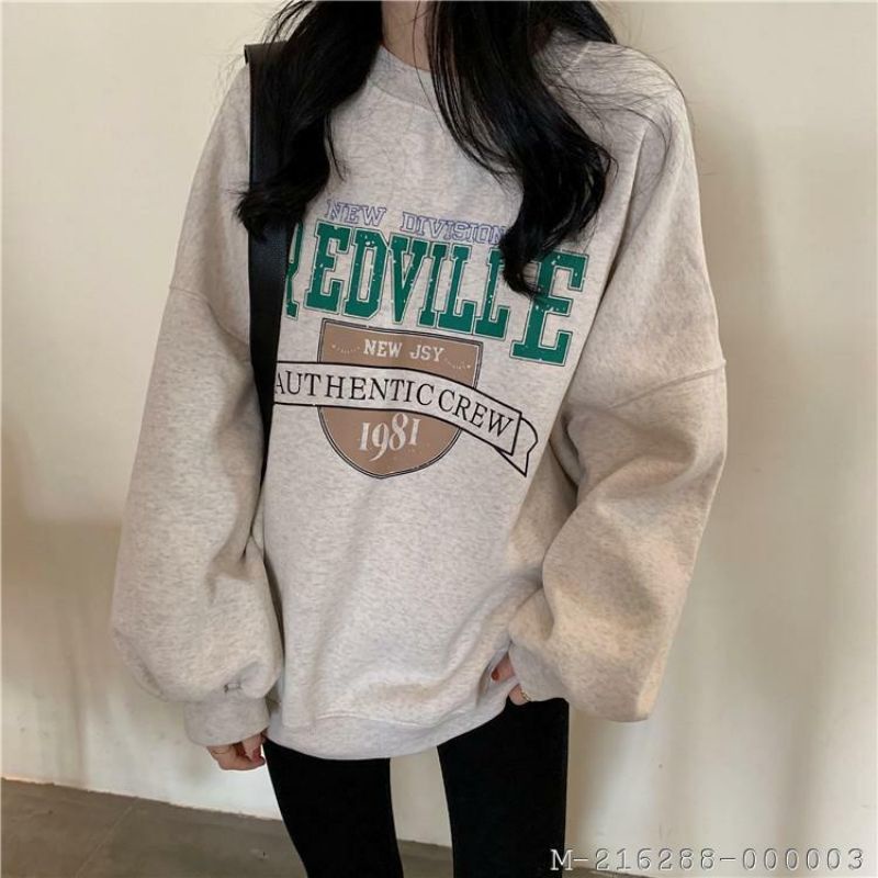 REDVILLE 2XL  Oversize Sweater Crewneck Oblong | Atasan Cewe Cowo FLEECE Tebal Style Terkini Korean Style