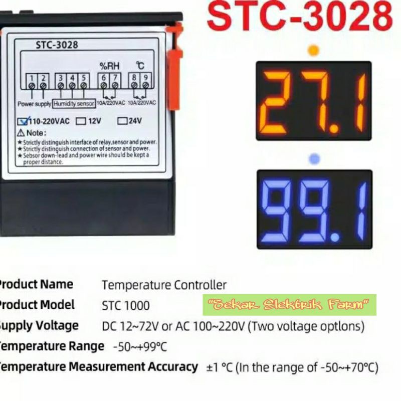 STC 3028 Termohygrostat 220 V Thermostart  / Hygrostat Pengatur Suhu &amp; Kelembapan