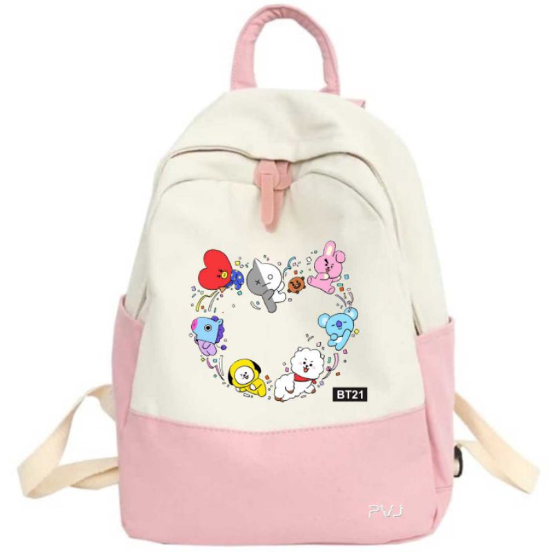 Tas Anak Perempuan Ransel Troli Banyak Hadiah Karakter Bts Bt21 Premium Karakter Back To School Mode