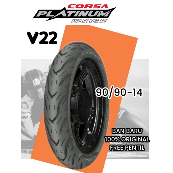 BAN TUBLES MATIC CORSA PLATINUM V22 90/90-14 GRATIS PENTIL 100% ORIGINAL