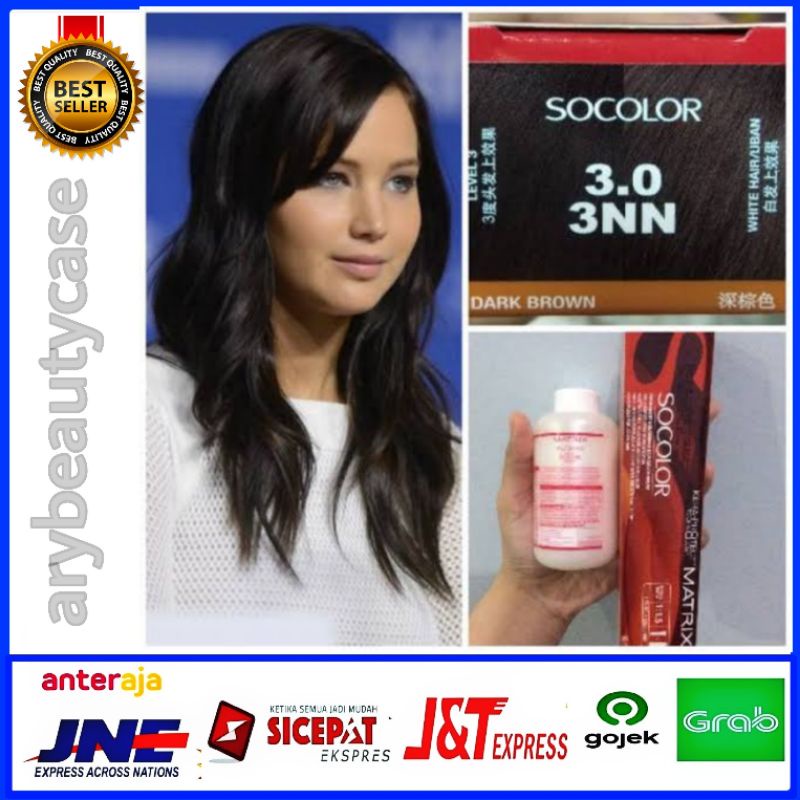 Matrix socolor 3.0/3NN cat rambut 30 dark brown dan oxidant pewarna rambut